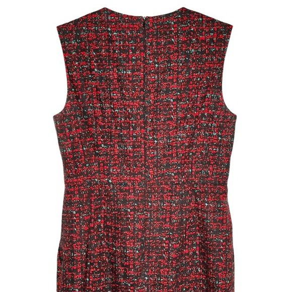Nanette Lepore Colette Fit/Flare Dress Cotton/Silk/Leather - Black/Red/Aqua - 6 - Picture 6 of 11